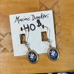 Gold and Pink Oval Earrings